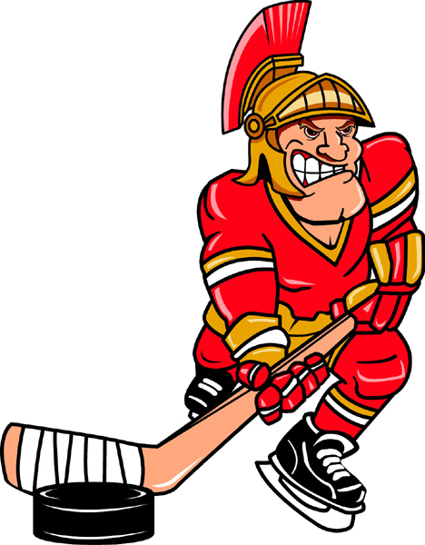 Trojan mascot Hockey player sports decal. Let team spirit shine! 